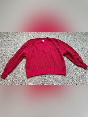 a new day V-Neck Knit Sweater - Bright Fuchsia